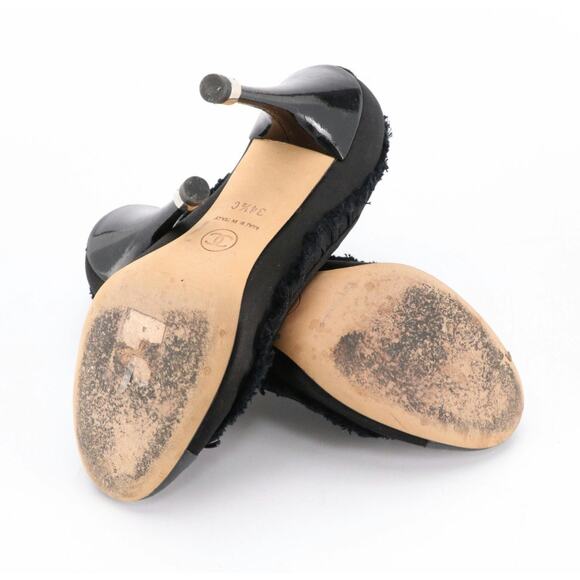 Chanel Interlocking CC Logo Satin Pumps - Size: 4.5 | US4.5, IT34.5 - Picture 5 of 6